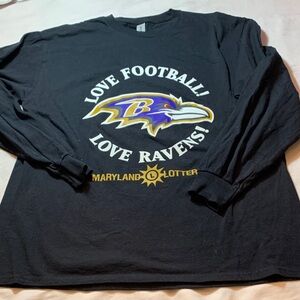 Gildan Black Long Sleeve Tee with Purple and Gold Design